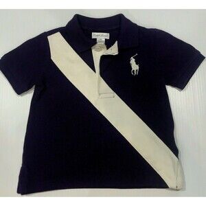 Ralph Lauren Big Pony Sash Polo Shirt Toddler Boy 18 Months Purple